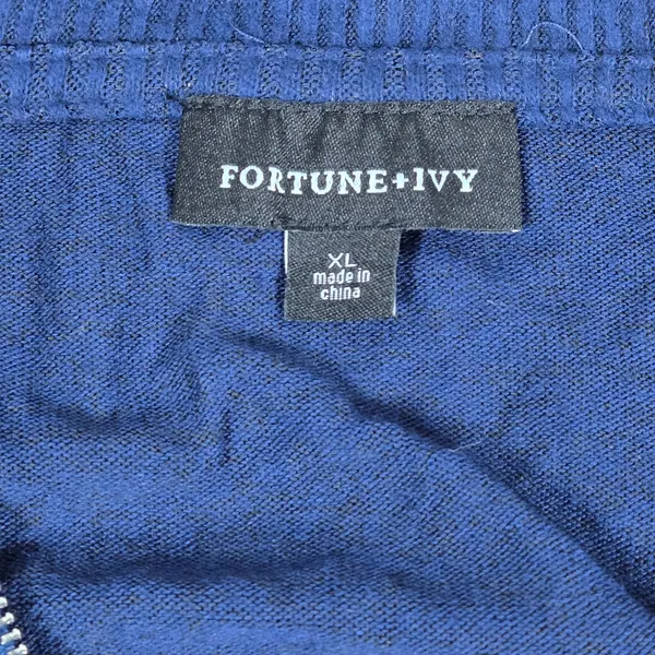 Fortune + Ivy Womens Navy Blue Quarter Zip Pullover Sweater‎ XL 1725T57 - Image 5