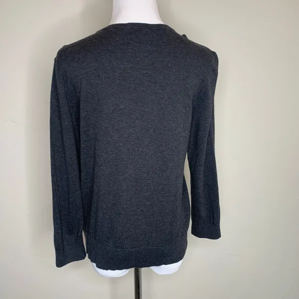 LOFT Gray Cardigan Rhinestone Trim Sz Medium - Image 2