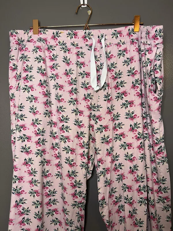 Vera Bradley Pajama Set Womens 2XL Pink Floral Jersey Button Front Lounge Pants - Image 8