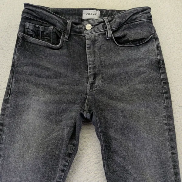 FRAME‎ Le One Skinny Jeans Hughes Washed Black High Rise Stretch LOSKC631 Size 2 - Image 6
