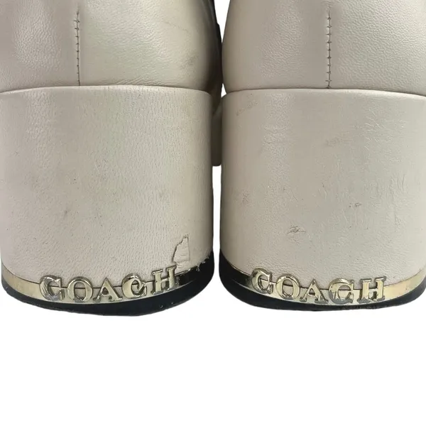 Coach Nala Chalk White Leather Zip Up Block Heel Western Ankle Boots Booties 10 - Image 5