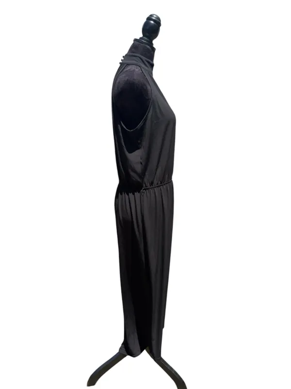 The Limited Black Keyhole High Neck‎ Midi Dress L Halter Style LBD Cocktail - Image 5