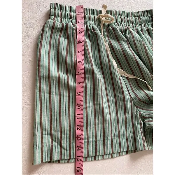 Peppermayo Striped Elastic Waist Shorts AU/UK 8 US 4 Teal Brown Drawstring Summe - Image 6