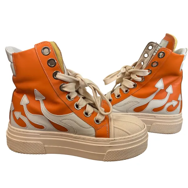 EUC Cristian Zerotre Calipso 300 Flame High Top Platform Sneakers Sz 39 Orange - Image 7
