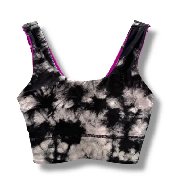 Fabletics Harlow Reversible Medium Impact Sports Bra Sz S Tie Dye Bright‎ Pink - Image 3