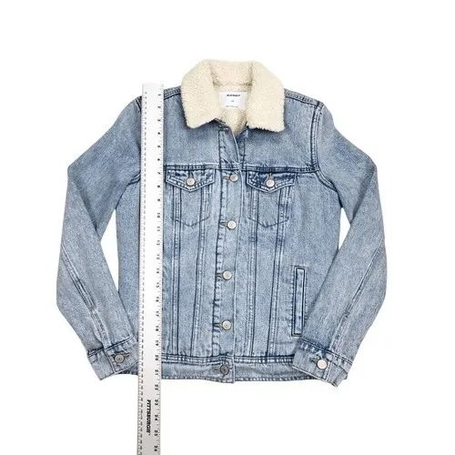 Old Navy Light Wash‎ Denim Jean Sherpa Jacket Size XS - Image 3
