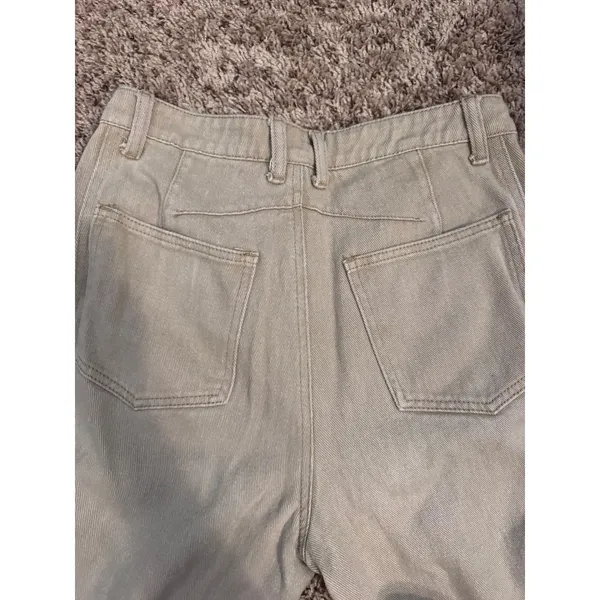Women's Taupe Barrel Leg Jeans Size Small‎ Cropped High Rise Cotton Pants - Image 3