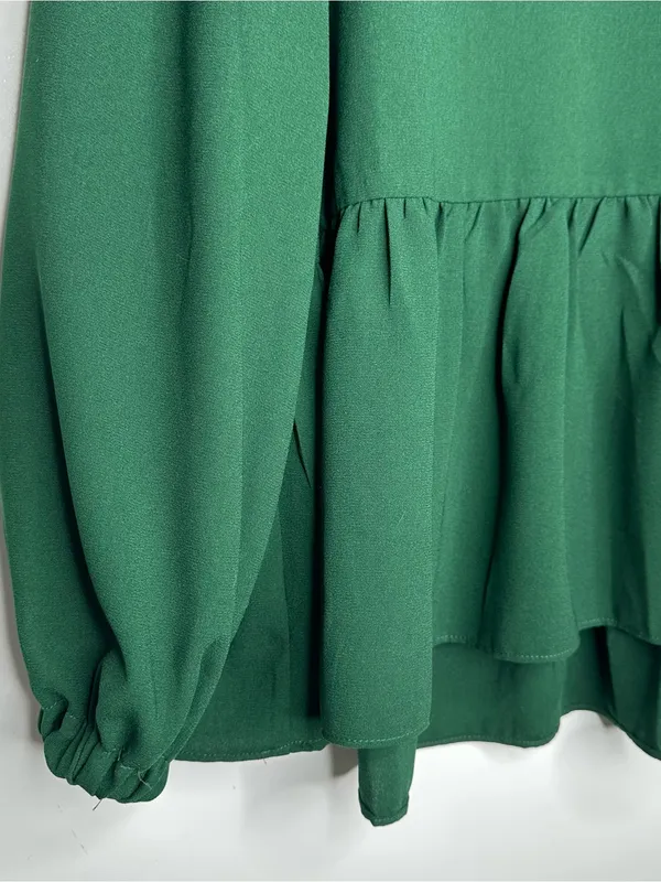 Pomander Place Tuckernuck NEW!! Carlota Peplum Blouse Hunter Green XS - Image 7