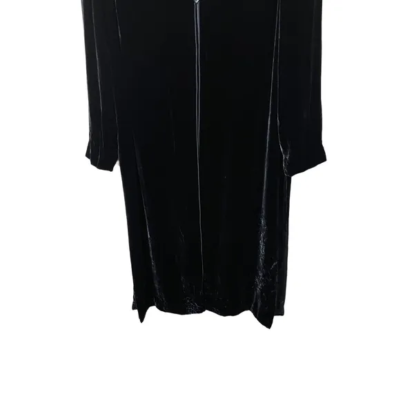 Worth Vintage 90s‎ Black Long Midi Velvet OpenFront Duster Jacket Size 6 - Image 3