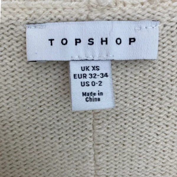 Topshop Womens Cream V-Neck Split Back Oversized Knit Sweater Ivory XS 0-2‎ - Image 3