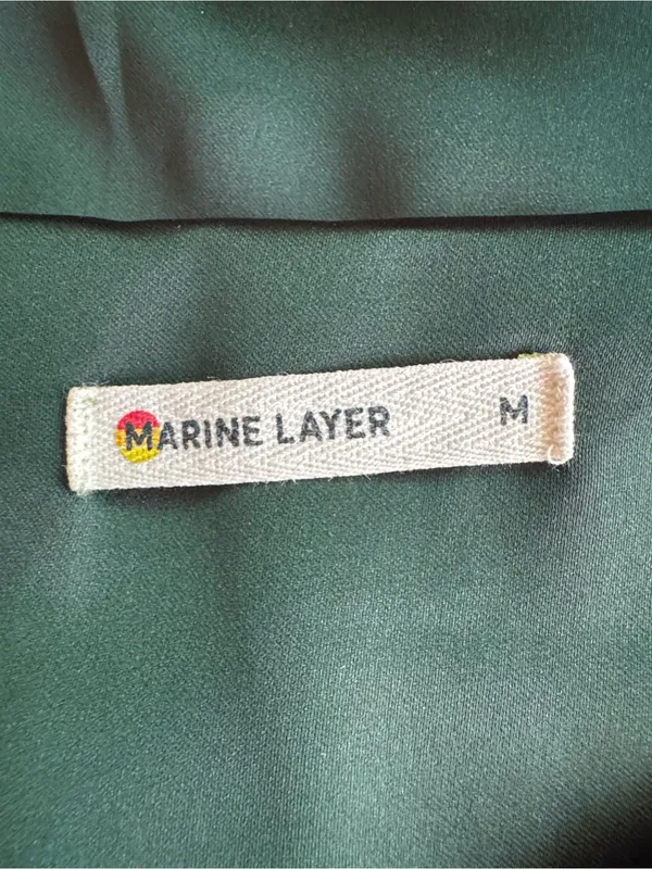 Marine Layer Dark Green Evergreen Satin Slip Midi Dress M - Image 6