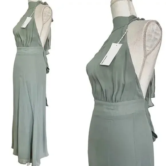 NWT Reformation Lisbeth Dress size 12 Large Celadon Midi formal dress green - Image 4