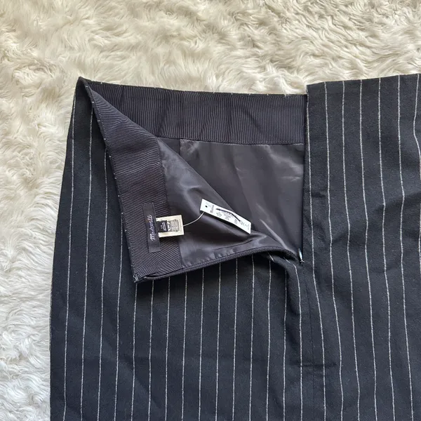 Skirt Wool-Blend Mini Pinstripe Italian Fabric Almost Black 12 NWT New - Image 9