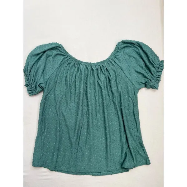 Philosophy Womens Size M Green Swiss Dot Puffed Sleeve Blouse Bohemian - Image 3