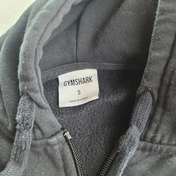 Gymshark Fleece Full Zip Hoodie Jacket Black‎ Cropped B8A7J-BB2J-S-EN1 Small - Image 3