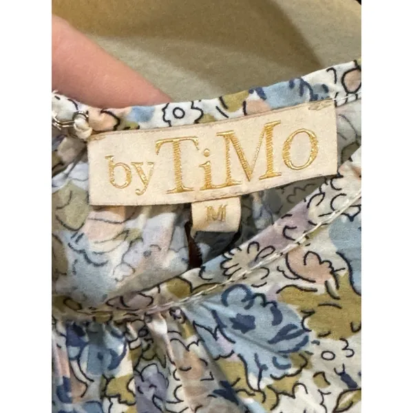 By Timo Poplin Mini Dress Blossoms‎ Size Medium Floral - Image 4