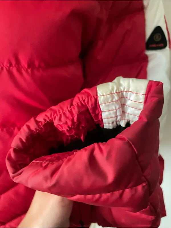 BOGNER FIRE + ICE Down Puffer Ski Jacket Red White Stripe Medium US 8 - Image 9