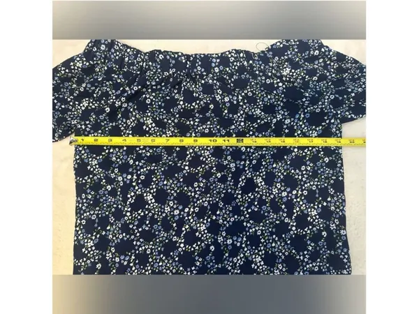 Michael Kors Navy Blue Floral Off Shoulder Blouse Womens XS - Image 9