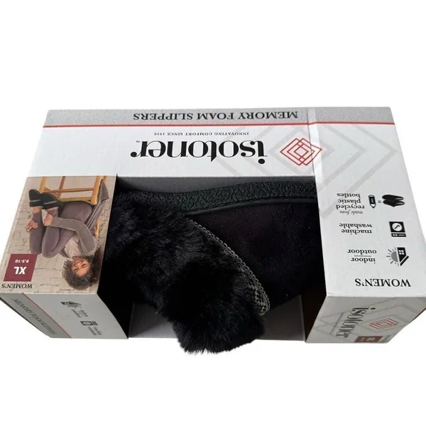 Isotoner Women’s Classic Comfort Memory Foam Slippers Size 9.5/10 Black - Image 2