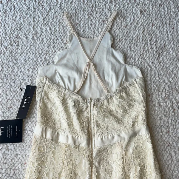 Lulu's Zenith Floral Lace Maxi Dress Scalloped High Neck Gown Cream‎ Small - Image 7