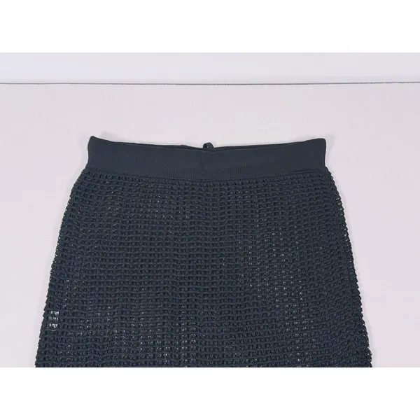 Halara Mesh Crochet Open Knit Midi Skirt Drawstring Size M Black Resort Coverup - Image 7