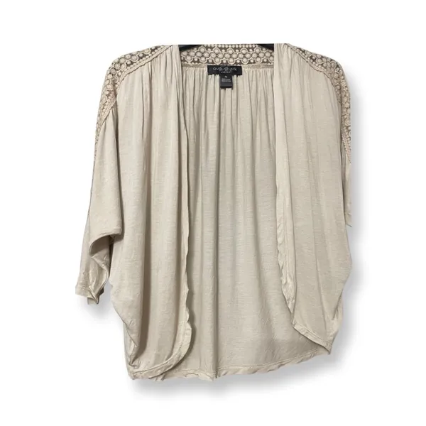 August Silk Lace Beige Cardigan Shrug Boho Chic PS Avant Garde Minimalist Indie - Image 4