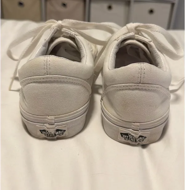 White Lace-Up Vans Shoes - Image 2