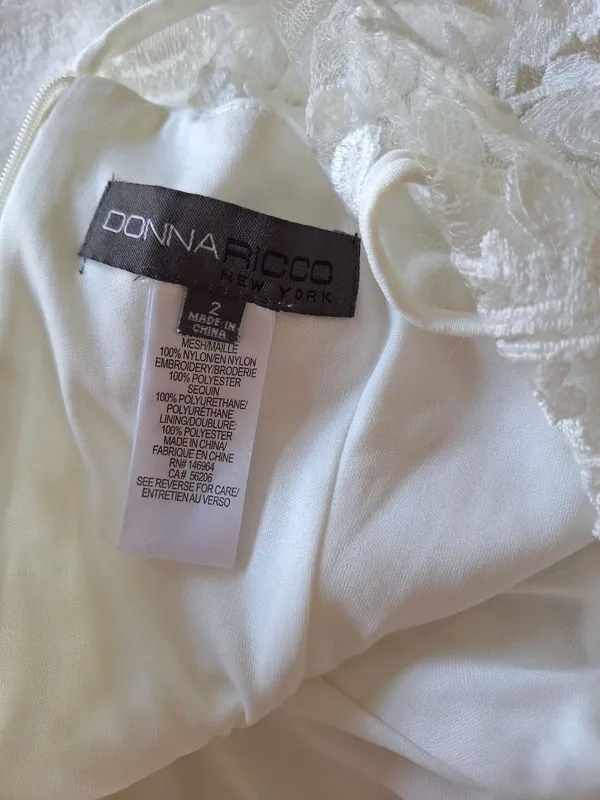 Donna Ricco David's Bridal NWT Ivory Lace Sequin Dress Size 2 - Image 13