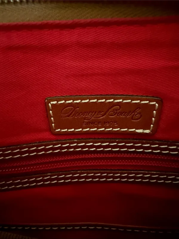 Vintage Dooney & Bourke “1975” Black Leather Shoulder Bag with Brown Trim - Image 10