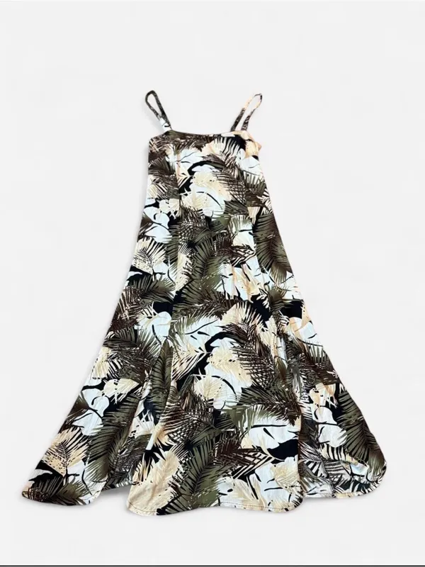 Serendipity Maui Tropical Maxi Dress Size L Rayon Palm Print Resort Boho - Image 4