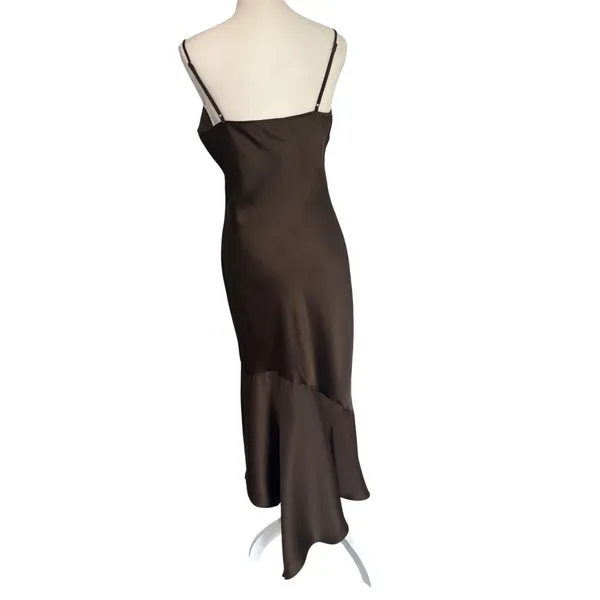 Steve Madden Lucille Slip Dress in Dark Espresso Xsmall New Womens Satin Midi - Image 5