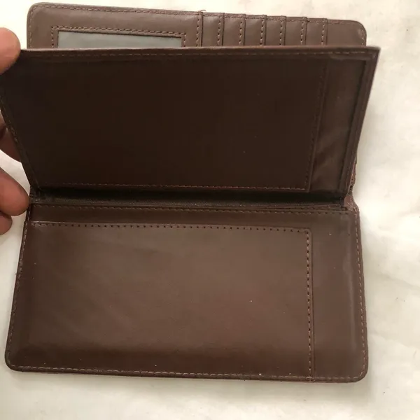 Unique Western boho Brown black woven leather wallet silver studs - Image 3