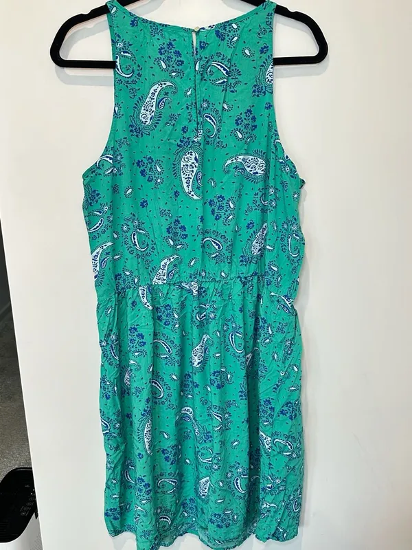Old Navy Green and Blue Paisley Print Sleeveless Dress Size XL - Image 4