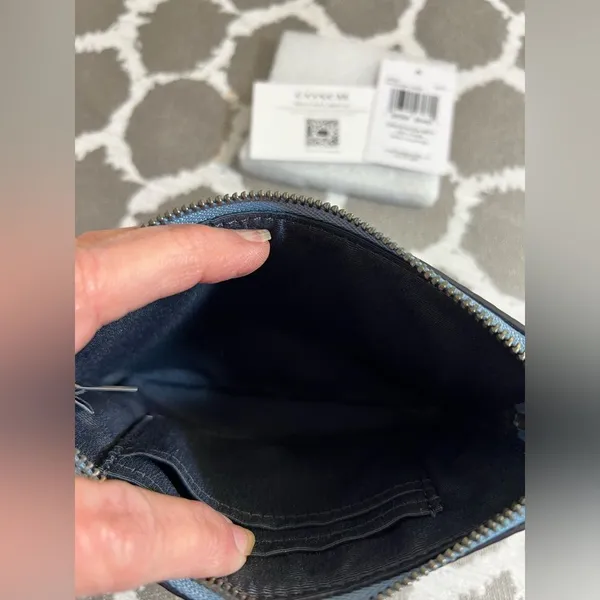 COACH NWT Varsity Blue Wristlet with Zip Closure retails $88 leather colorful - Image 2