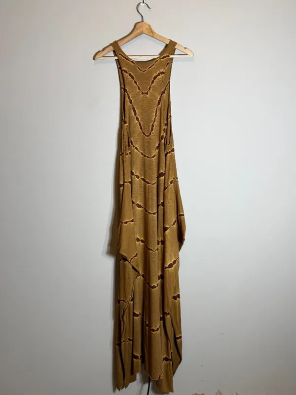 Free People Tie Dye Maxi Dress Women's Small Tan Brown Hippie Festival Boho Chic - Image 4
