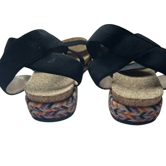 Amelia Grace Women 7.5 Medium Open Toe Cork‎ Beige Colorful Bohemian Sandals - Image 2