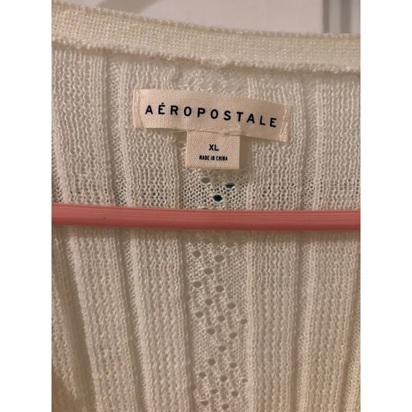 Aeropostale Y2K Cropped Cardigan Sweater Cream XL Button‎ Front Textured Knit - Image 2