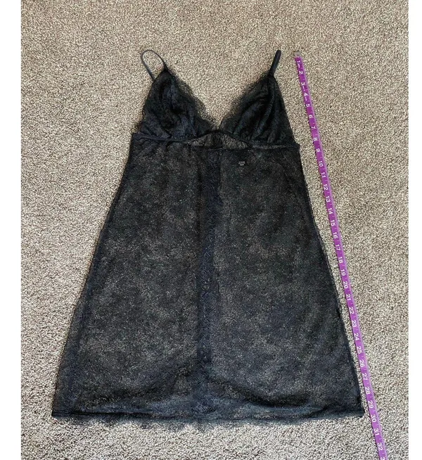 Victoria's Secret Sheer Black Lace Babydoll Slip – Size Medium - Image 4