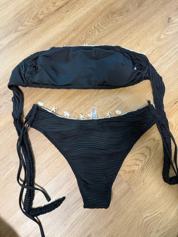 Black Bikini with Shell Trim Size M - Image 2
