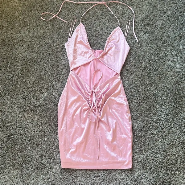 Tic Toc Chic Pink Satin Mini Dress - Image 2