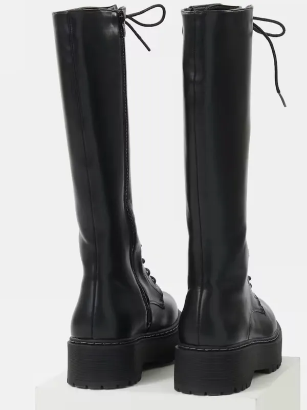 Steve Madden Black Lace-Up Knee-High Platform Boots Size 36=US 5.5-6 - Image 3