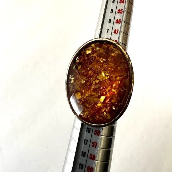 Gold tone amber tone cocktail ring Gold - Image 7