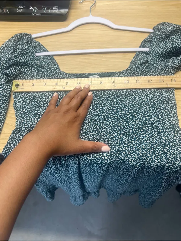 Abercrombie‎ & Fitch Green Ditsy Floral Square-Neck Long Sleeve Mini Dress - Image 14