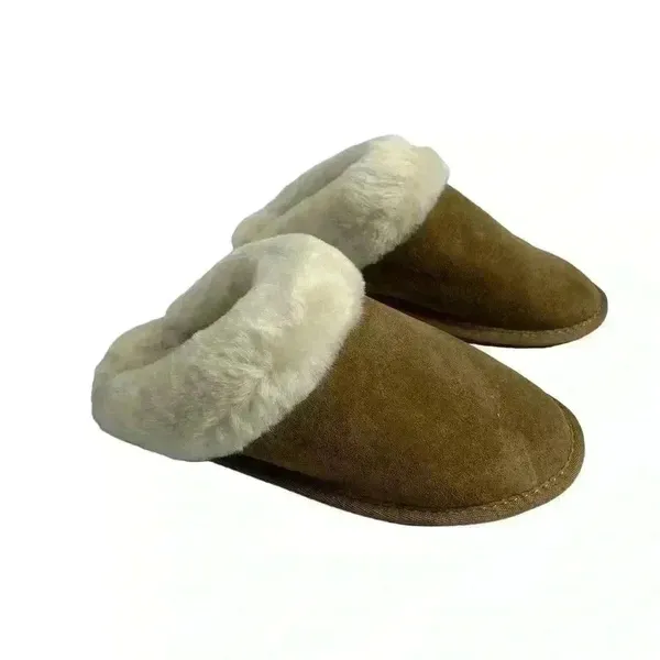 ASOS Design Unisex Sheepskin‎ Slippers Brown Size 7-8 Winter Casual - Image 2