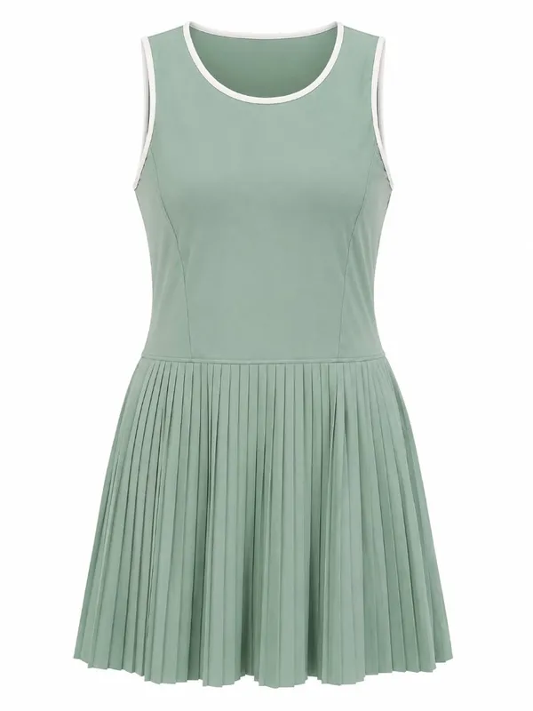 NWT Athluna Green Pleated Athletic Tennis Dress Built-In Bra L - Image 2