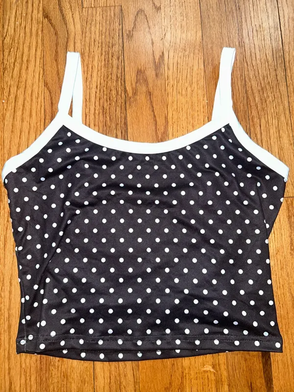 SheIn Navy Polka Dot Spaghetti Strap Tank Top NWOT - Image 2
