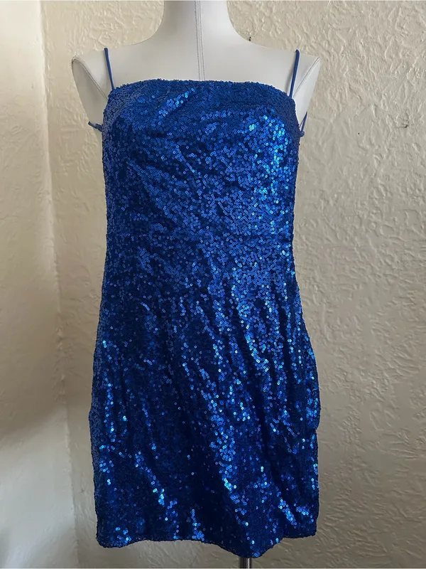 Lucy in the Sky Blue Sequin Backless Mini Dress Small - Image 6