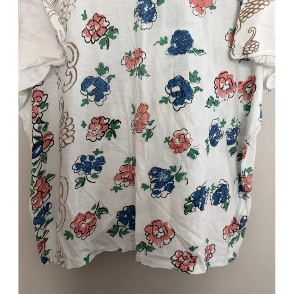 Free People We The Free Nina Boheme Floral Printed Tee Ivory Women's Size Large - Image 5