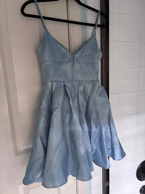 B. Darlin Light Blue Satin Fit-and-Flare Mini Dress - Image 4