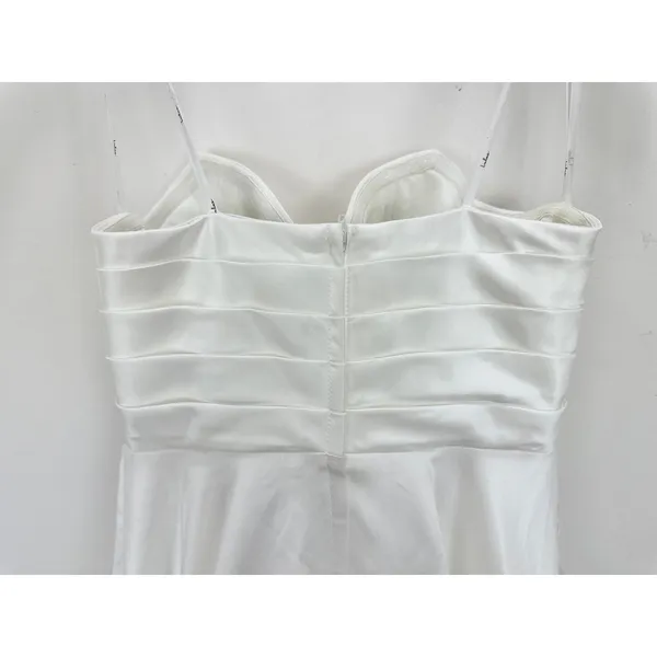Lulus Khalida White Satin Pleated Strapless Gown Wedding Formal A Line Small NWT - Image 11